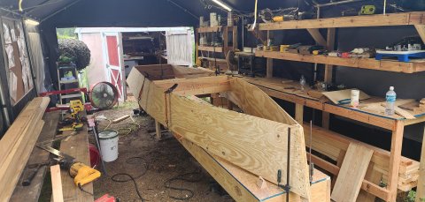 15.5' old time southeast working skiff — under construction