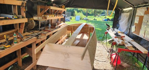 15.5' old time southeast working skiff — under construction