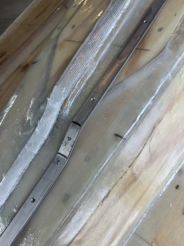 Stainless guard along the bottom of the keel.