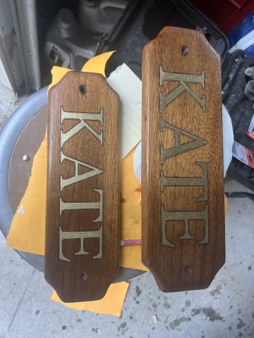 Laser engraved the name and then hand painted inside the lines